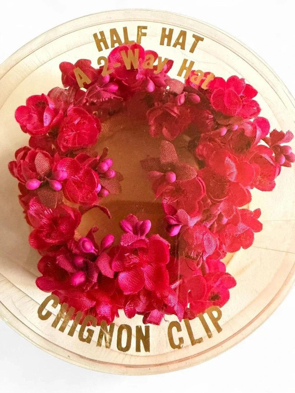 Vintage 1950s Floral Half Hat Chignon Clip Boxed Fascinator